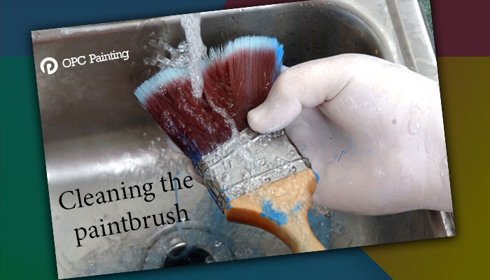 cleaning the paintbrush